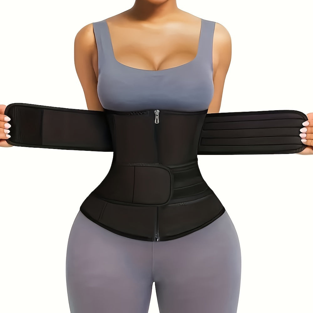 Zipper Waist Trainer with Double Belt