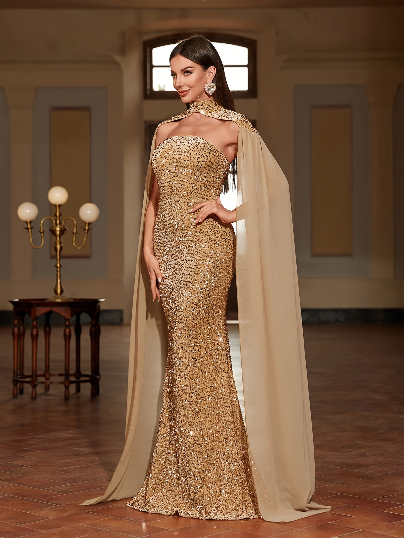 Golden Goddess Formal Evening Gown