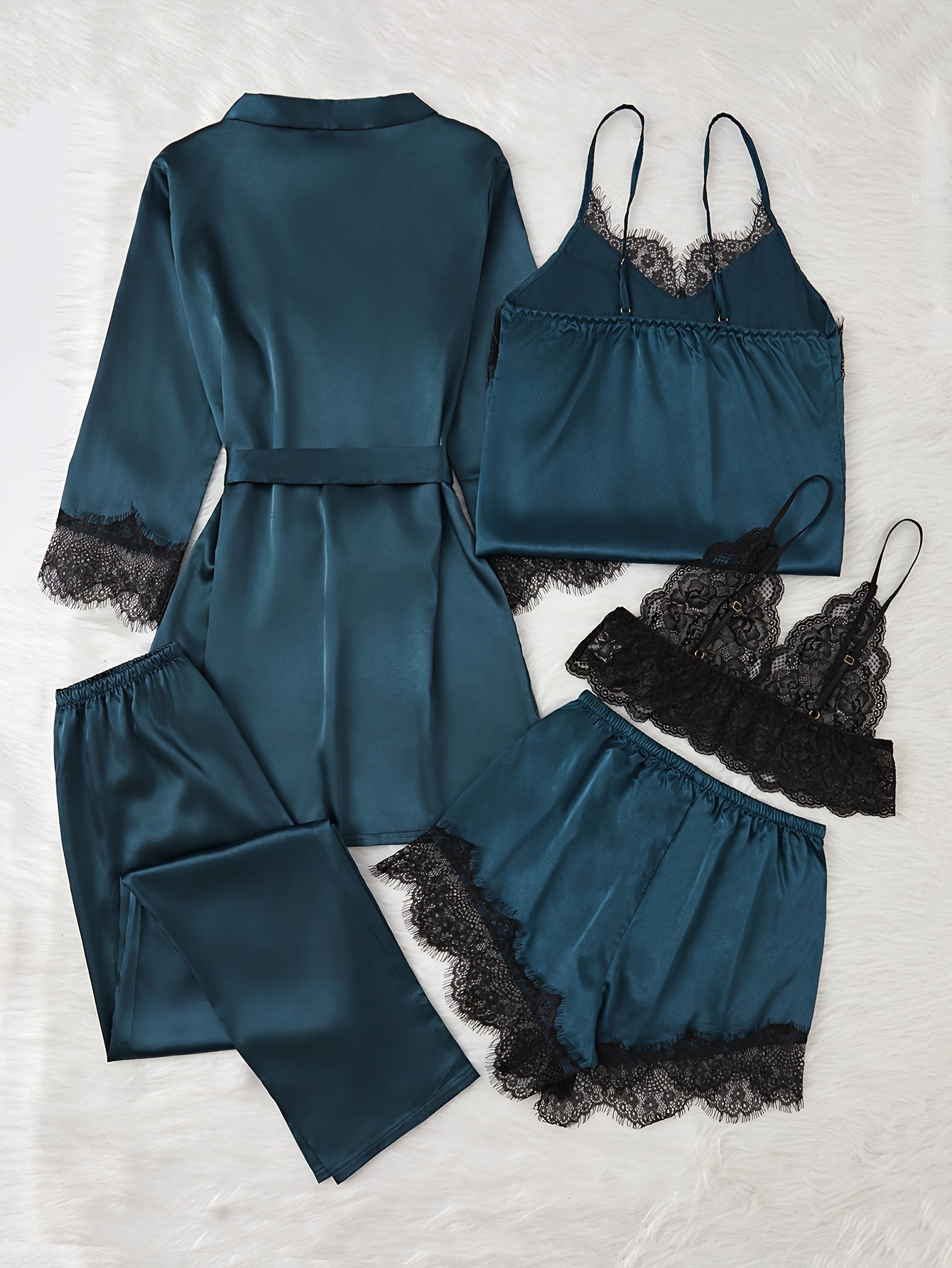 5-Piece Satin Pajama Set