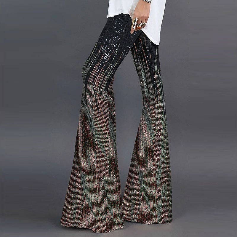 High-Waisted Sequin Flare Pants