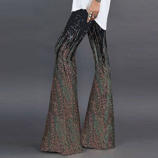 High-Waisted Sequin Flare Pants