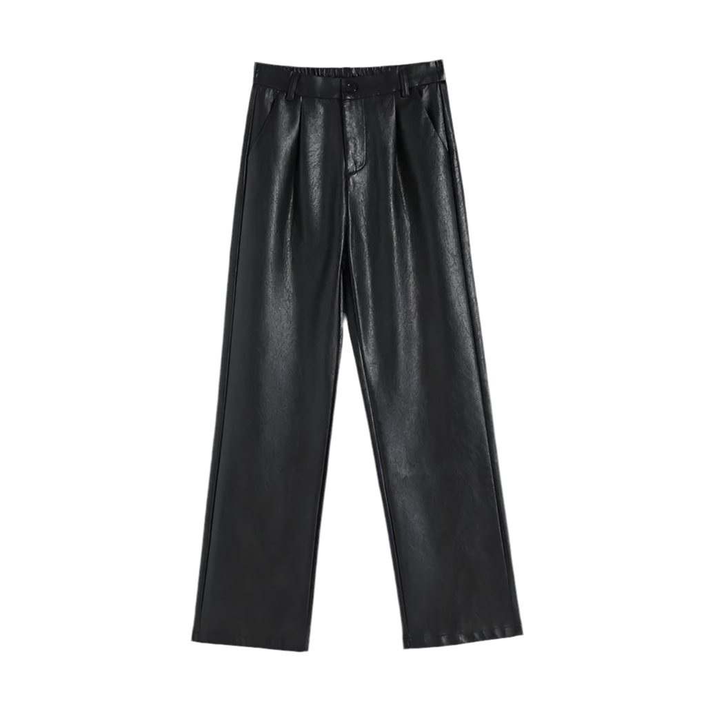 Chic Trouser Cut Vegan-Leather Pants