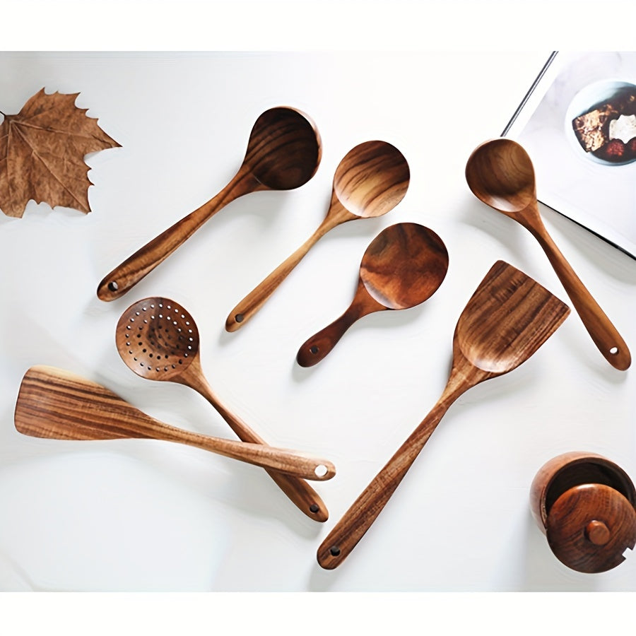 Natural Teakwood Kitchen Utensil Set