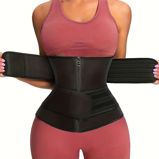 Zipper Waist Trainer with Double Belt