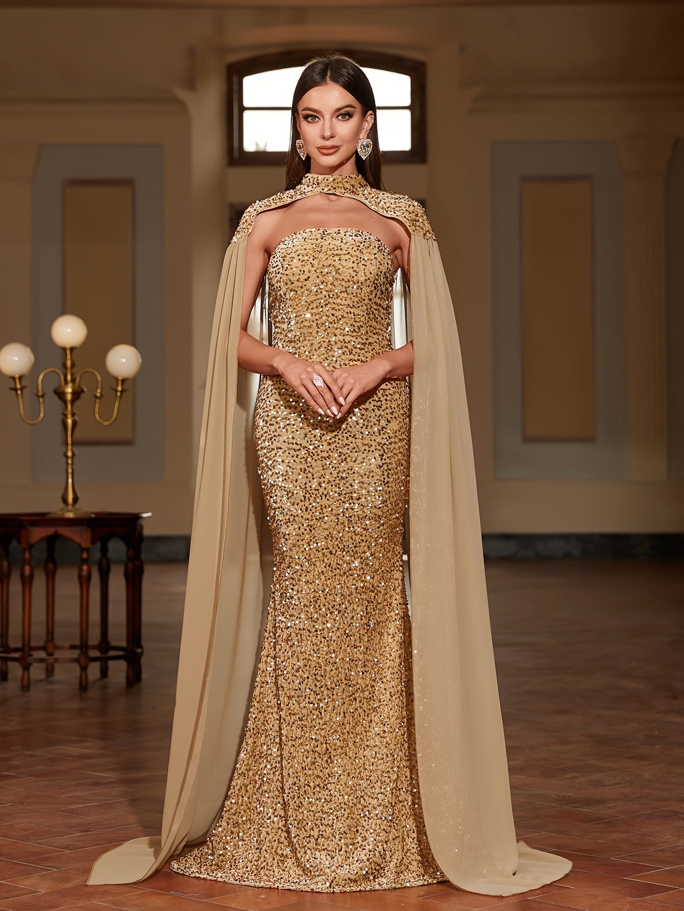 Golden Goddess Formal Evening Gown