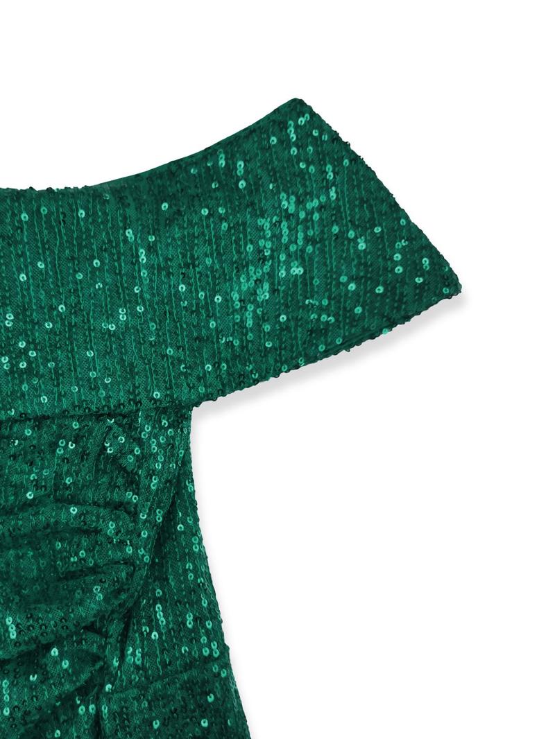 Emerald Green Sequined Evening Dress