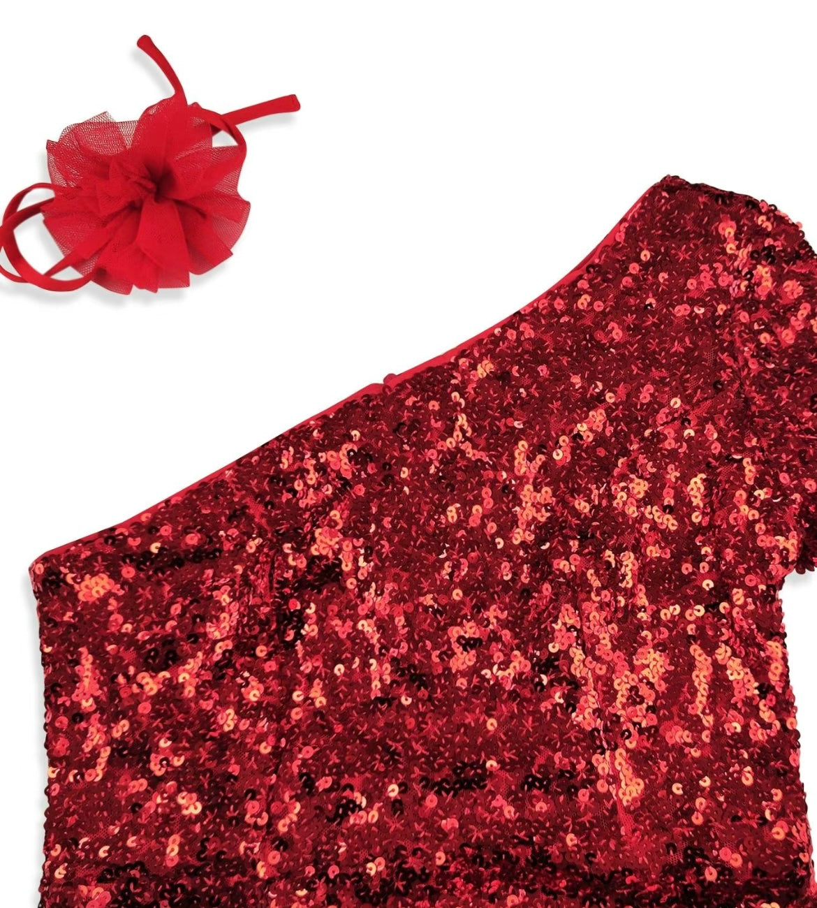 Showstopper Red Sequined One Shoulder Dress