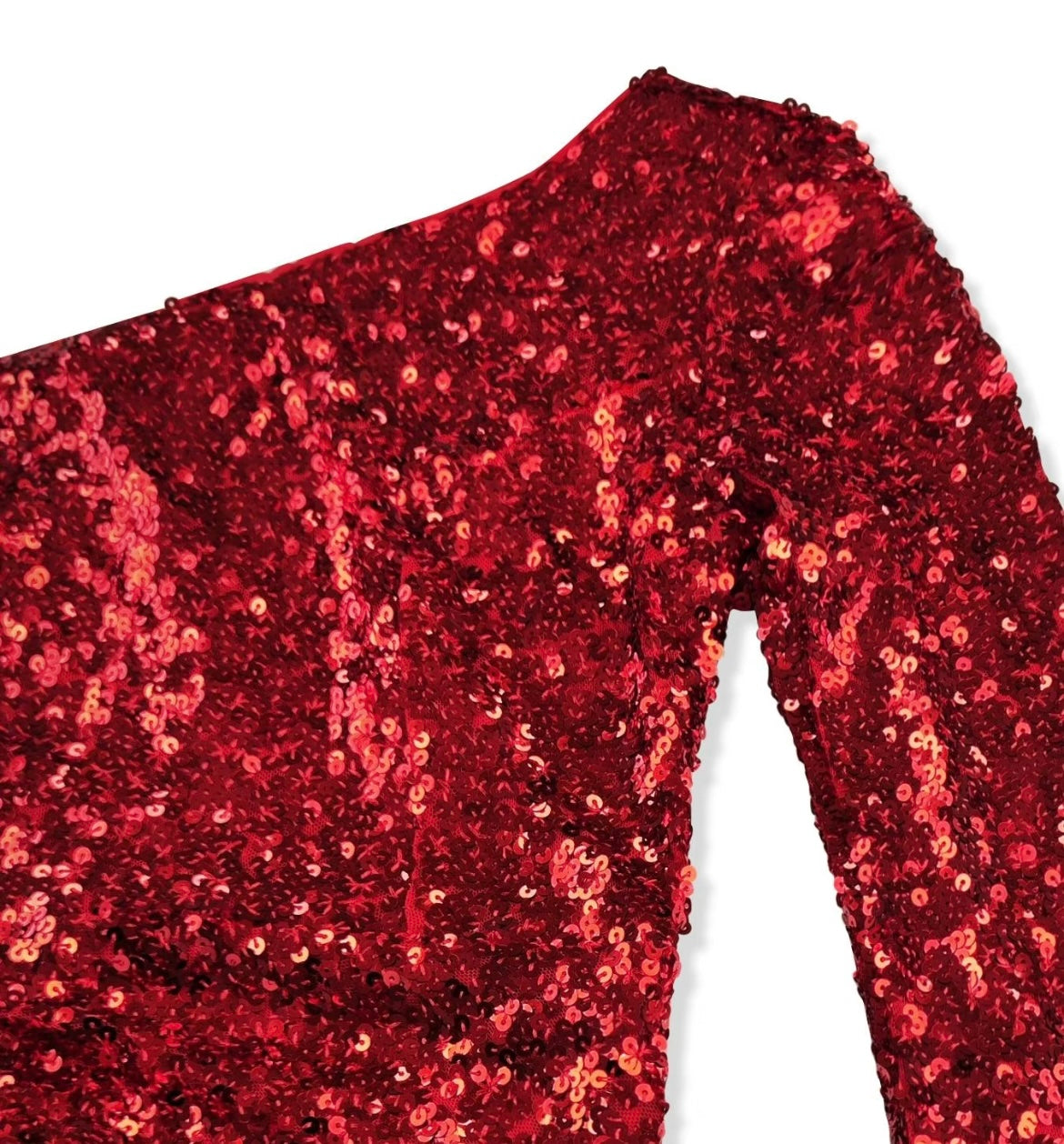 Showstopper Red Sequined One Shoulder Dress