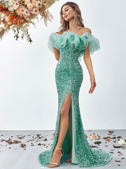 Wintermint Long Formal Sequined Dress