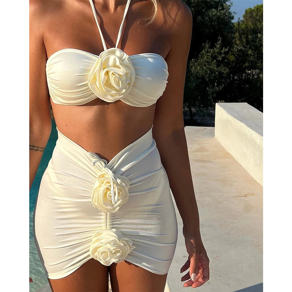 Rose Bud 3 Piece Bikini Set