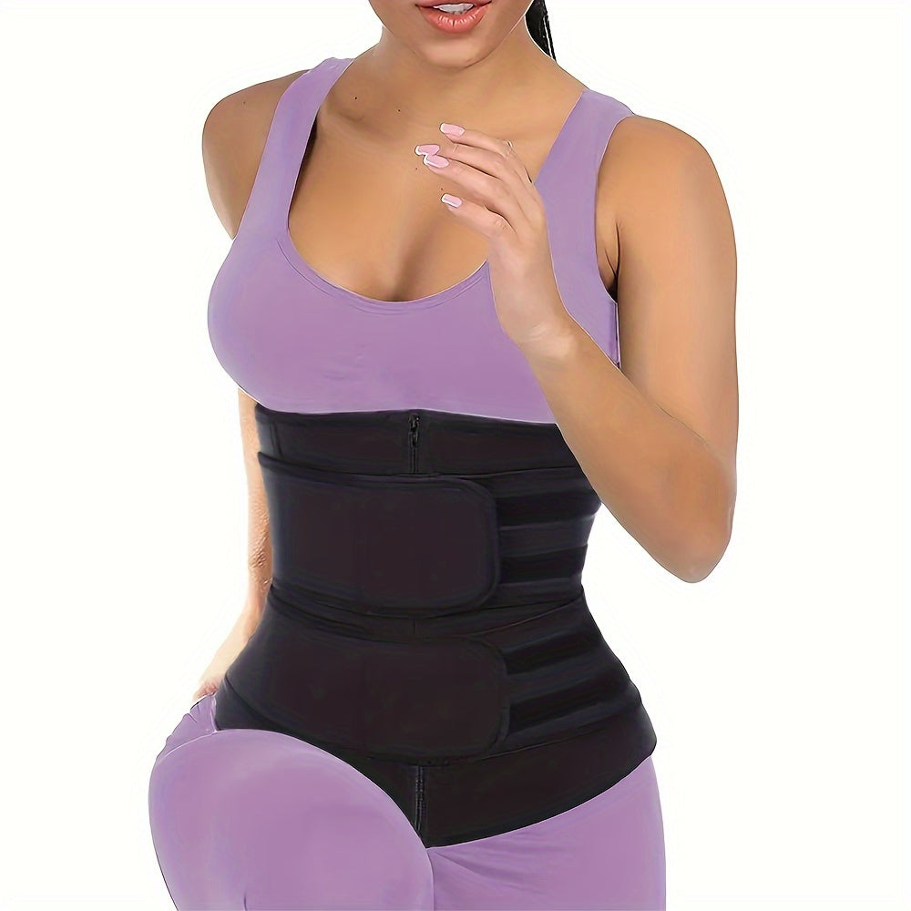 Zipper Waist Trainer with Double Belt