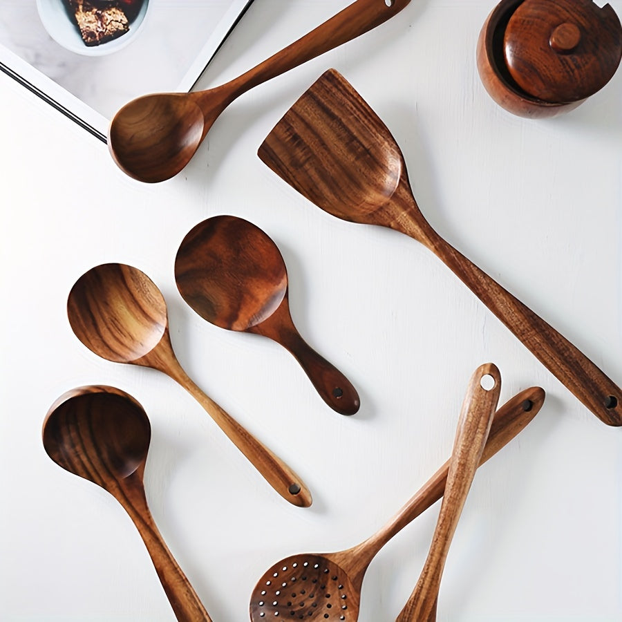 Natural Teakwood Kitchen Utensil Set