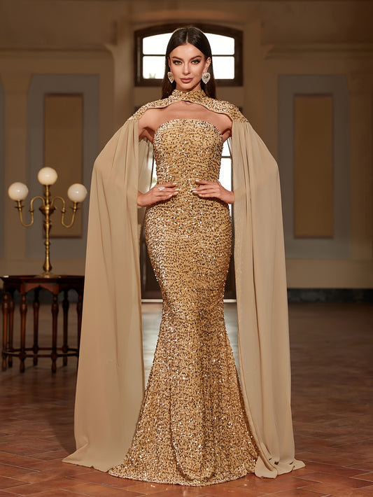 Golden Goddess Formal Evening Gown